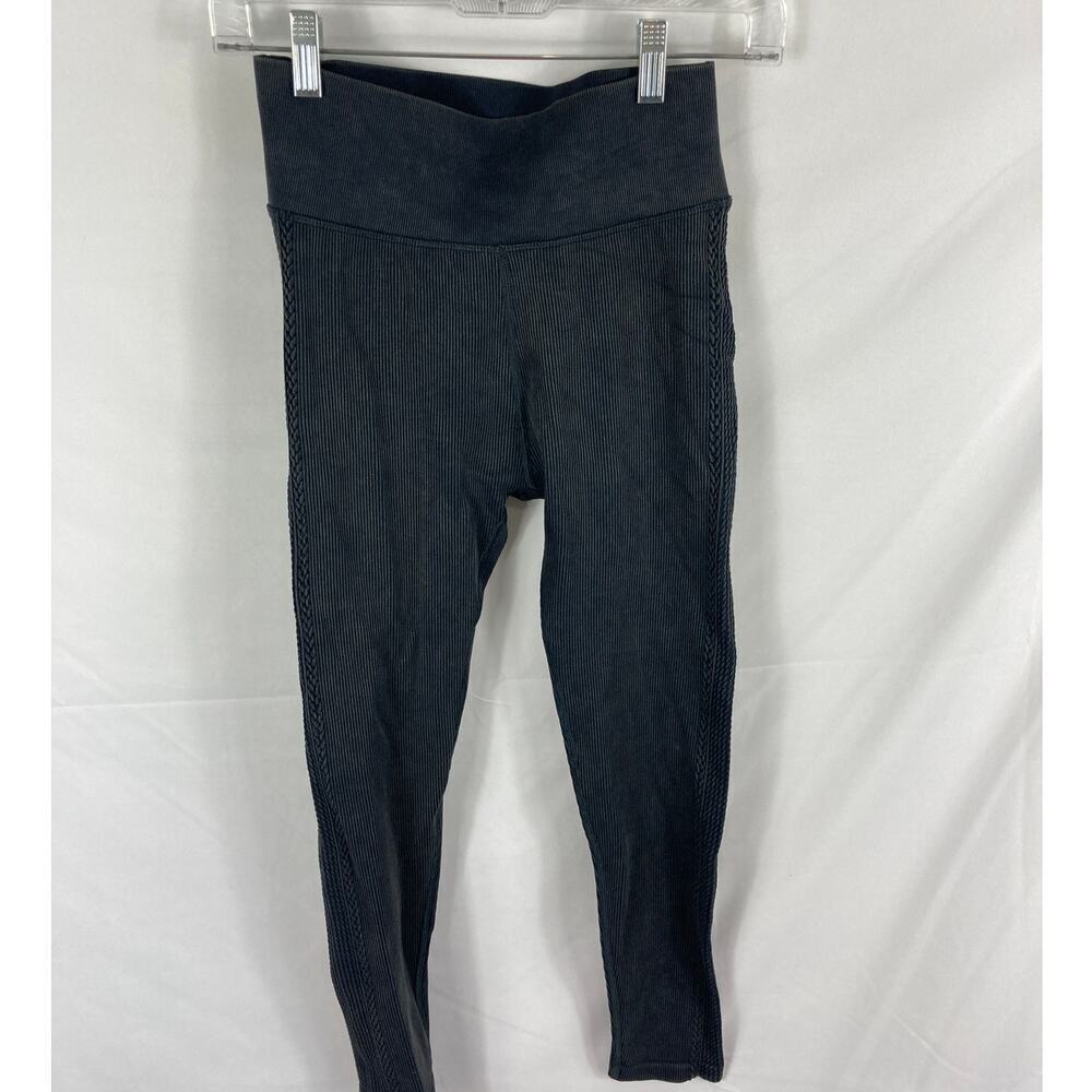 Aerie Offline Texture Ribbed Leggings Washed Black Size Small